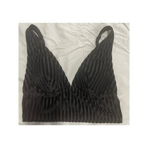 Pink Black Velvet ribbed xs bralette brami y2k 90s